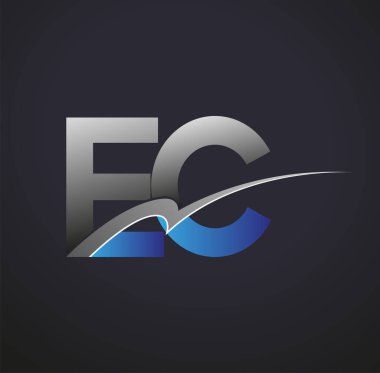 İlk harf EC logotype şirketi adı mavi ve gri renkli. iş ve şirket kimliği için vektör logosu.