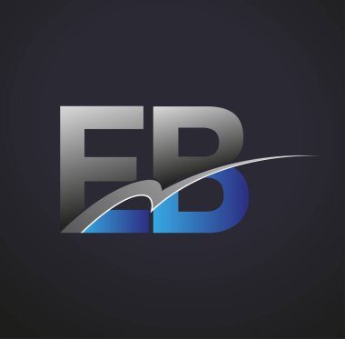 İlk harf EB logotype şirketi adı mavi ve gri renkli. iş ve şirket kimliği için vektör logosu.