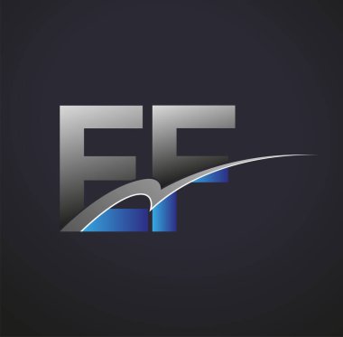 İlk harf EF logotype şirket adı mavi ve gri renkli swoosh tasarımı. iş ve şirket kimliği için vektör logosu.
