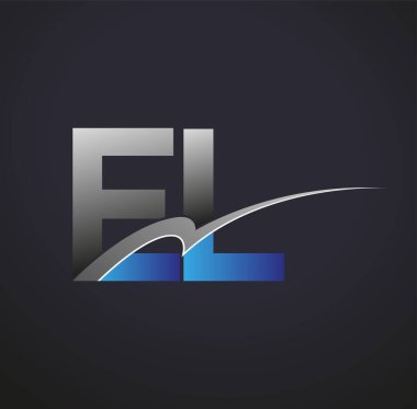 İlk harf EL logotype şirketinin adı mavi ve gri renkli desenli. iş ve şirket kimliği için vektör logosu.