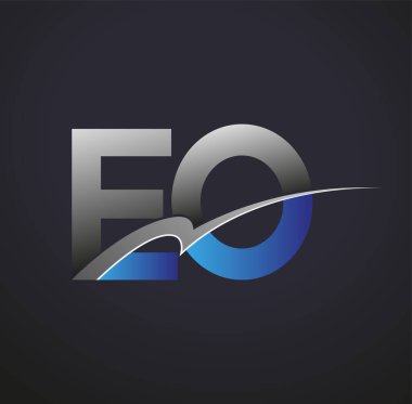 İlk harf EO logotype şirketinin adı mavi ve gri desenli. iş ve şirket kimliği için vektör logosu.