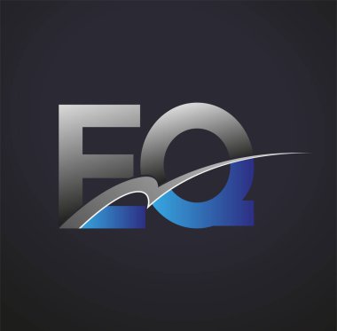 İlk harf EQ logotype şirketi adı mavi ve gri renkli. iş ve şirket kimliği için vektör logosu.