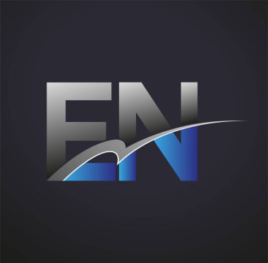 İlk harf EN logotype şirket adı mavi ve gri renkli salto tasarımı. iş ve şirket kimliği için vektör logosu.