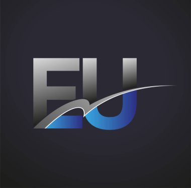 İlk harf AB logoti şirketinin adı mavi ve gri renkli desenli. iş ve şirket kimliği için vektör logosu.