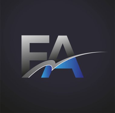İlk harfi FA logotype şirketinin adı mavi ve gri renkli desenli. iş ve şirket kimliği için vektör logosu.