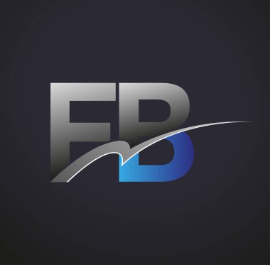 İlk harf FB logotype şirketi adı mavi ve gri renkli. iş ve şirket kimliği için vektör logosu.
