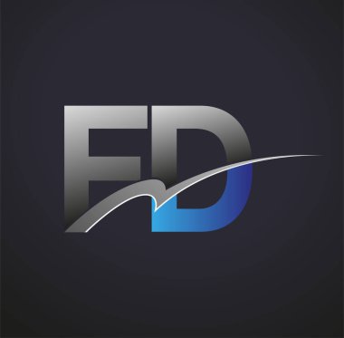İlk harf FD logotype şirketinin adı mavi ve gri renkte. iş ve şirket kimliği için vektör logosu.