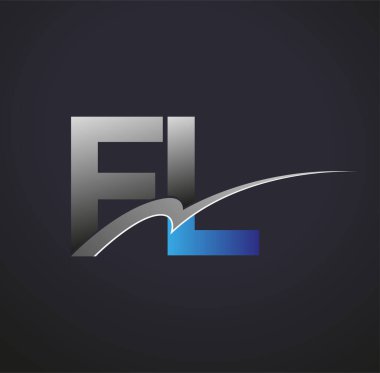 İlk harf FL logotype şirketinin adı mavi ve gri renkli desenli. iş ve şirket kimliği için vektör logosu.