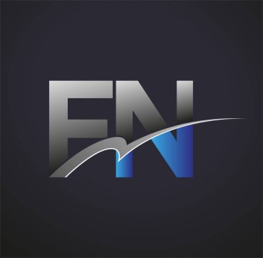 İlk harf FN logotype şirketinin adı mavi ve gri salyangoz tasarımı. iş ve şirket kimliği için vektör logosu.