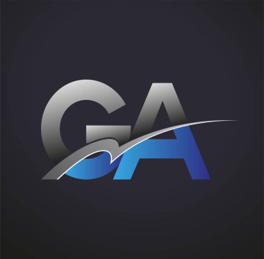 İlk harf GA logotype şirketinin adı mavi ve gri renkli desenli. iş ve şirket kimliği için vektör logosu.