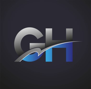 İlk harf GH logotype şirketinin adı mavi ve gri renkte. iş ve şirket kimliği için vektör logosu.