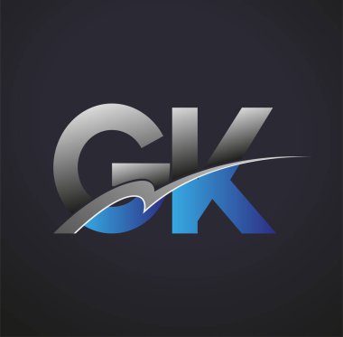 İlk harf GK logotype şirketinin adı mavi ve gri renkte. iş ve şirket kimliği için vektör logosu.
