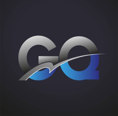İlk harf GQ logotype şirketinin adı mavi ve gri renkli desenli. iş ve şirket kimliği için vektör logosu.
