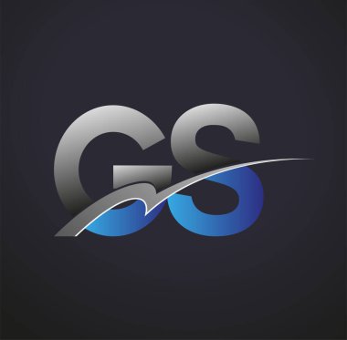 İlk harf GS logotype şirketinin adı mavi ve gri renkte. iş ve şirket kimliği için vektör logosu.