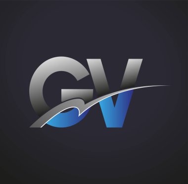 İlk harf GV logotype şirketinin adı mavi ve gri renkte. iş ve şirket kimliği için vektör logosu.