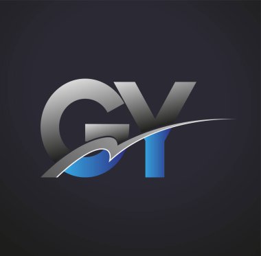 İlk harf GY logotype şirketinin adı mavi ve gri renkte. iş ve şirket kimliği için vektör logosu.