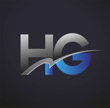İlk harf HG logotype şirketinin adı mavi ve gri renkte. iş ve şirket kimliği için vektör logosu.