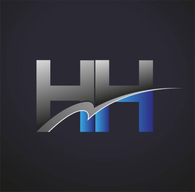 İlk harf HH logotype şirketinin adı mavi ve gri renkli desenli. iş ve şirket kimliği için vektör logosu.
