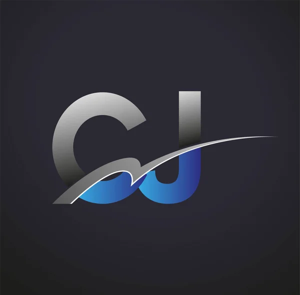 Начальная Буква Логотип Компании Название Цветной Синий Серый Swoosh Дизайн — стоковый вектор