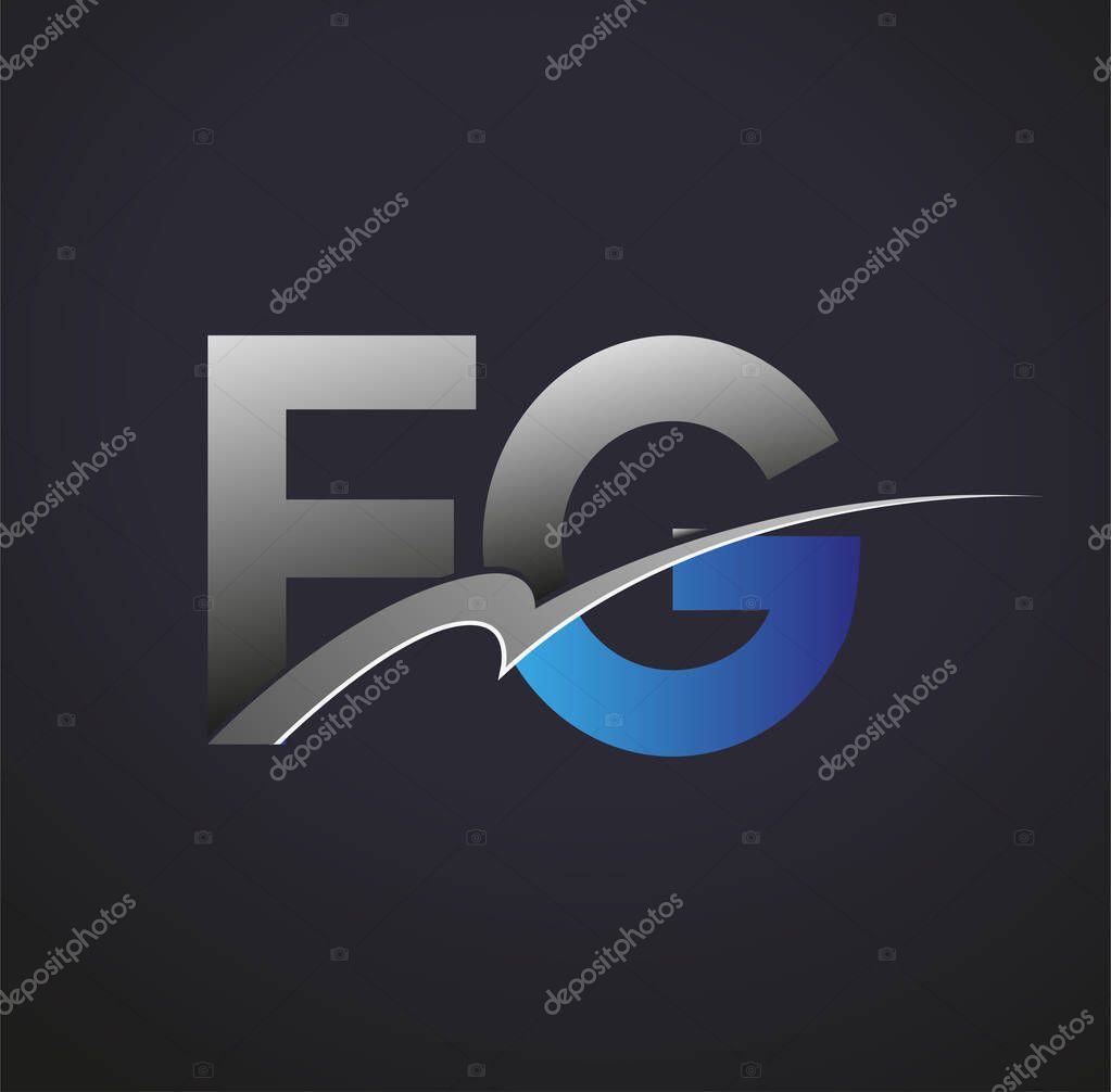 Initial letter FG logotype company name colored blue and grey swoosh design. vector logo for business and company identity.