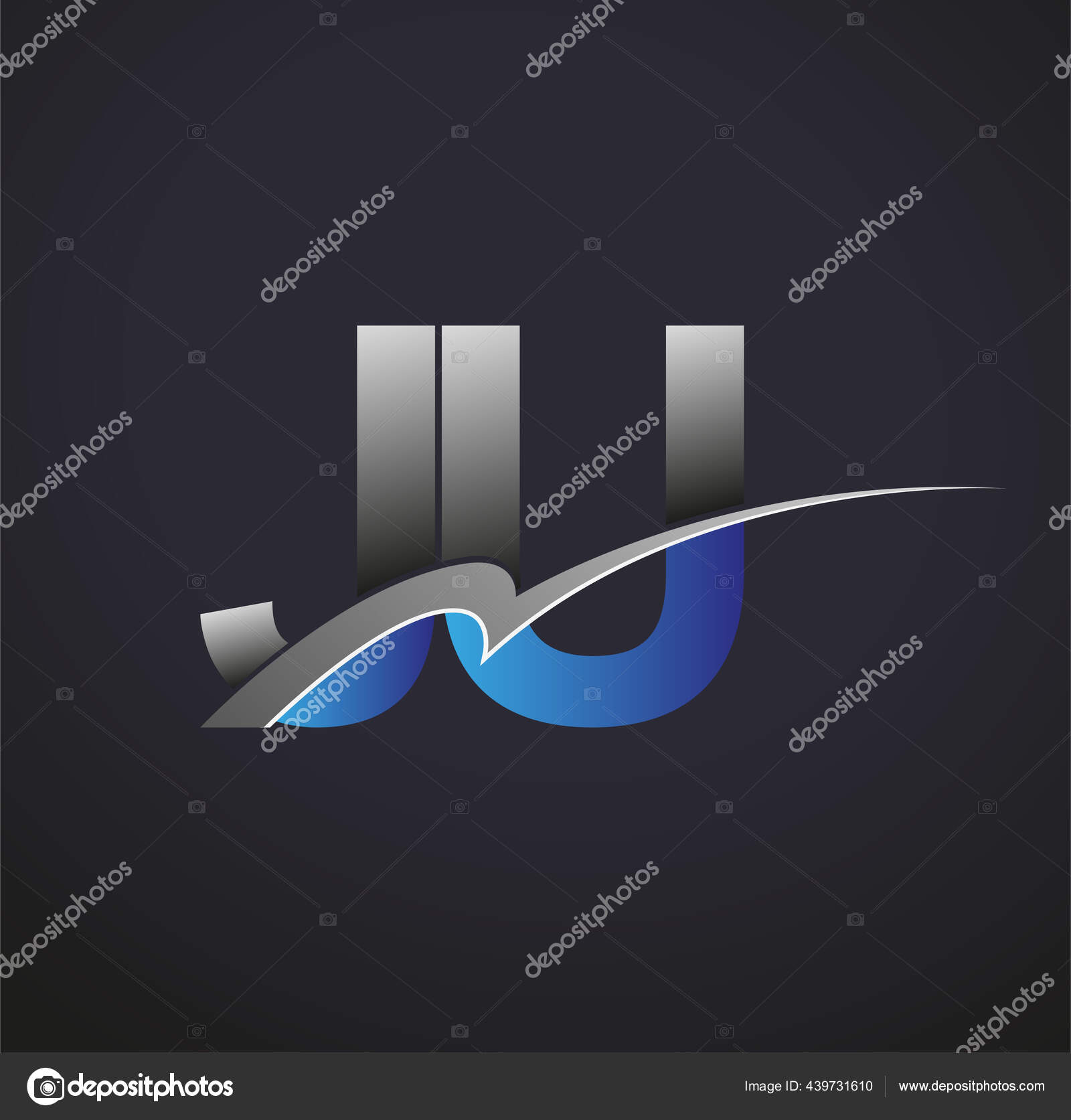 Initial Letter LV Logotype Company Name Colored Blue And Grey