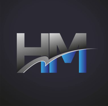 İlk harf HM logotype şirketinin adı mavi ve gri renkte. iş ve şirket kimliği için vektör logosu.