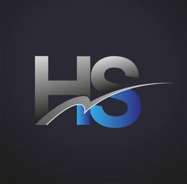 İlk harf HS logotype şirketinin adı mavi ve gri desenli. iş ve şirket kimliği için vektör logosu.