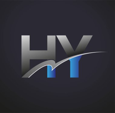 İlk harf HY logotype şirketinin adı mavi ve gri renkli desenli. iş ve şirket kimliği için vektör logosu.