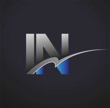 İlk harf In logotype şirketinin adı mavi ve gri renkte. iş ve şirket kimliği için vektör logosu.