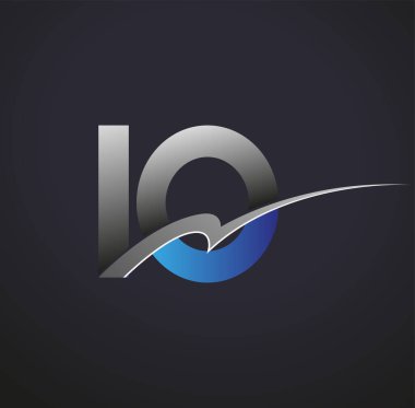 İlk harf IO logotype şirketinin adı mavi ve gri renkte. iş ve şirket kimliği için vektör logosu.