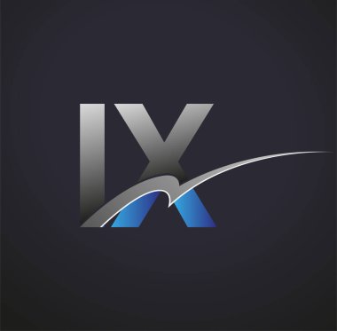 İlk harf IX logotype şirketi adı mavi ve gri renkli. iş ve şirket kimliği için vektör logosu.