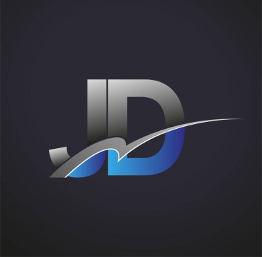 İlk harf JD logotype şirketinin adı mavi ve gri renkli desenli. iş ve şirket kimliği için vektör logosu.