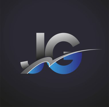 İlk harf JG logotype şirketi adı mavi ve gri renkli. iş ve şirket kimliği için vektör logosu.