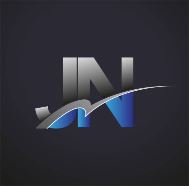 İlk harf JN logotype şirketinin adı mavi ve gri renkli desenli. iş ve şirket kimliği için vektör logosu.