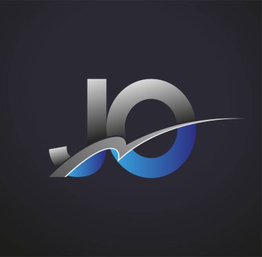 İlk harf JO logotype şirketinin adı mavi ve gri desenli. iş ve şirket kimliği için vektör logosu.