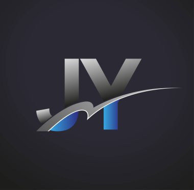 İlk harf JY logotype şirketinin adı mavi ve gri renkli desenli. iş ve şirket kimliği için vektör logosu.