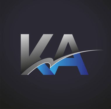 İlk harf KA logotype şirketinin adı mavi ve gri renkte. iş ve şirket kimliği için vektör logosu.