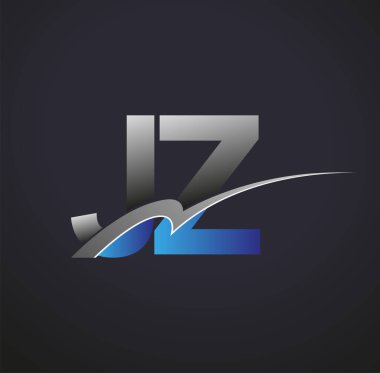 İlk harf JZ logotype şirketinin adı mavi ve gri renkli desenli. iş ve şirket kimliği için vektör logosu.