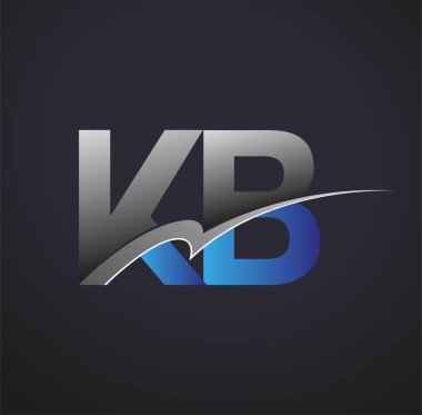 İlk harfi KB logotype şirketinin adı mavi ve gri renkte. iş ve şirket kimliği için vektör logosu.