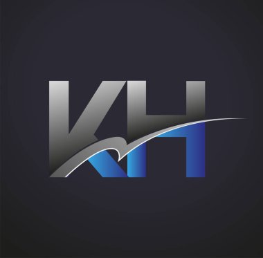 İlk harfi KH logotype şirketinin adı mavi ve gri renkte. iş ve şirket kimliği için vektör logosu.