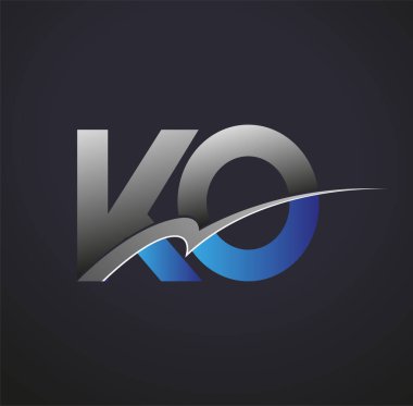 İlk harf KO logotype şirketi adı mavi ve gri renkli. iş ve şirket kimliği için vektör logosu.