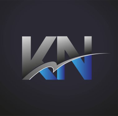 İlk harfi KN logotype şirketinin adı mavi ve gri renkli desenli. iş ve şirket kimliği için vektör logosu.