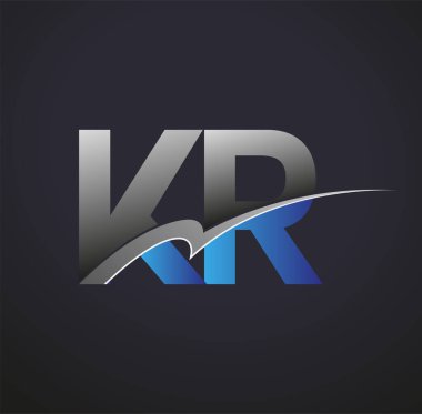 İlk harf KR logotype şirketinin adı mavi ve gri renkte. iş ve şirket kimliği için vektör logosu.