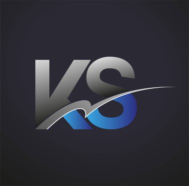K.S. logotype şirketinin ilk harfi mavi ve gri renkli desenli. iş ve şirket kimliği için vektör logosu.