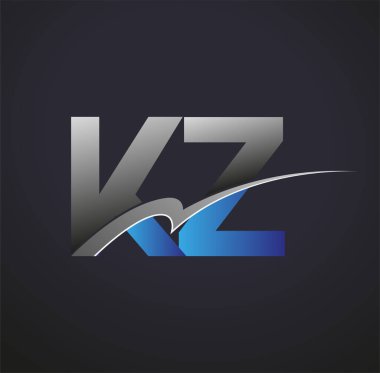İlk harfi KZ logotype şirketinin adı mavi ve gri desenli. iş ve şirket kimliği için vektör logosu.