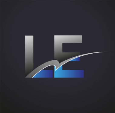 İlk harf LE logotype şirketinin adı mavi ve gri renkte. iş ve şirket kimliği için vektör logosu.