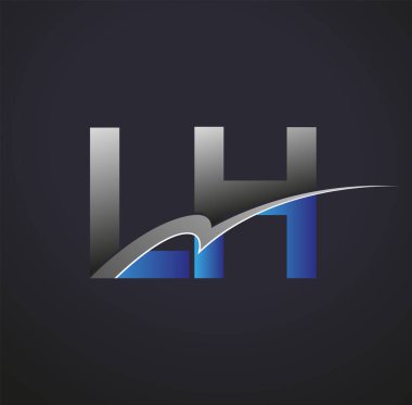 İlk harf LH logotype şirketinin adı mavi ve gri renkte. iş ve şirket kimliği için vektör logosu.