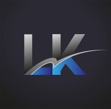 İlk harf LK logotype şirketinin adı mavi ve gri renkte. iş ve şirket kimliği için vektör logosu.