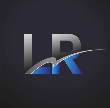 İlk harf LR logotype şirketi adı mavi ve gri renkli. iş ve şirket kimliği için vektör logosu.