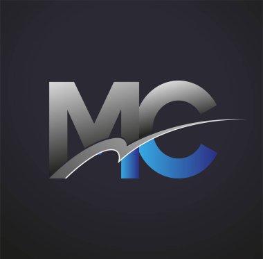 İlk harf MC logotype şirketinin adı mavi ve gri renkte. iş ve şirket kimliği için vektör logosu.